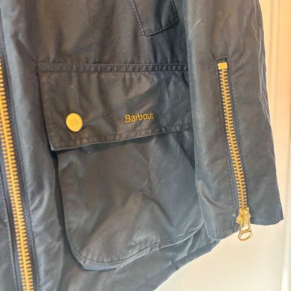 Barbour Navy Waxed Cotton Jacket Corduroy Collar Women 8 Barbour Brit Elegance - Picture 4 of 16